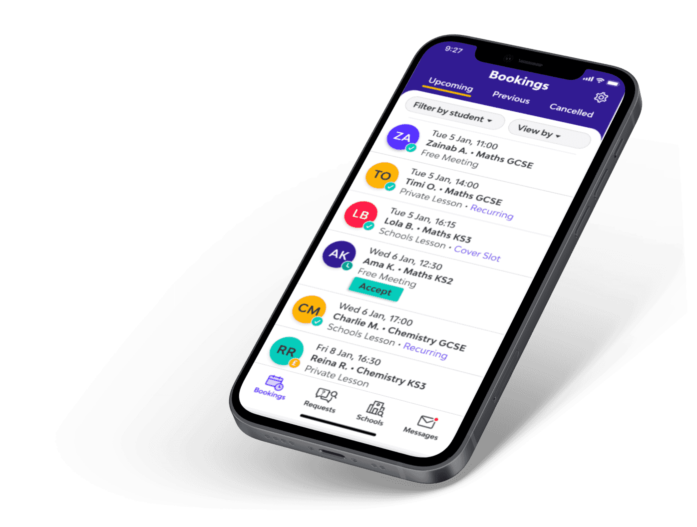 Screenshot of the redesigned MyTutor for tutors app on a phone